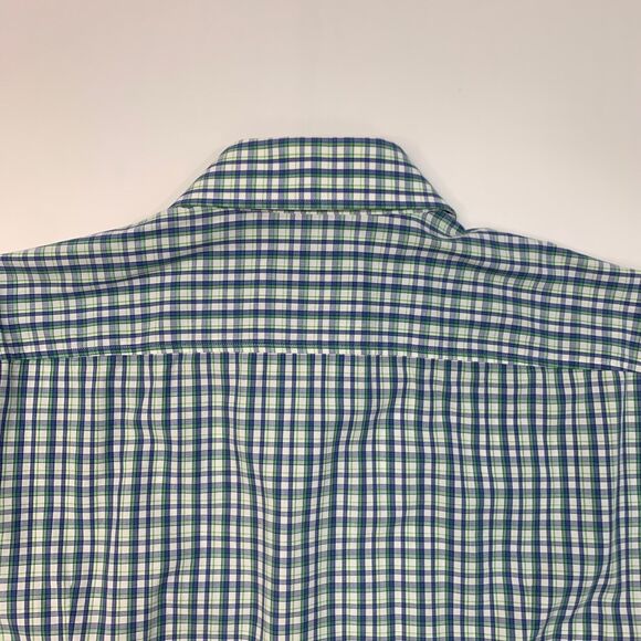 Hugo Boss Shirt Mens 16 Blue Green Slim Sharp Fit Plaid Button Up Long Sleeve - Picture 9 of 11